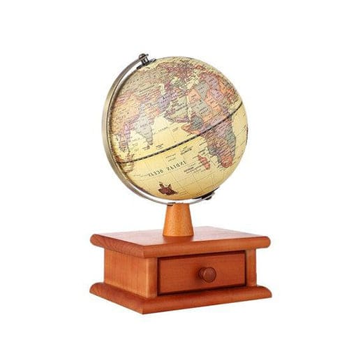 Globo Terraqueo Original (23 Cm) - Caja De Almacenamiento De Madera