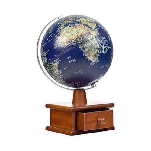Globo Terraqueo Original - Caja De Almacenamiento De Madera
