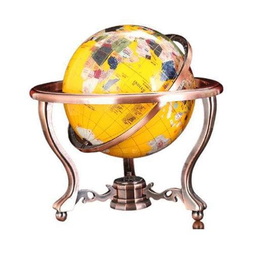 Globo Terraqueo Vintage - Esfera Amarilla - Soporte De Cobre