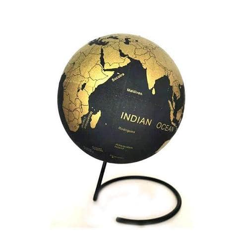 Globo Terraqueo Corcho - Negro & Oro (27 Cm)
