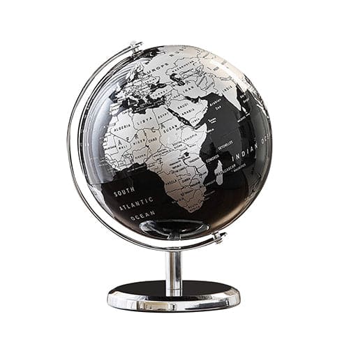 Globo Terraqueo Metal (Negro & Plata)