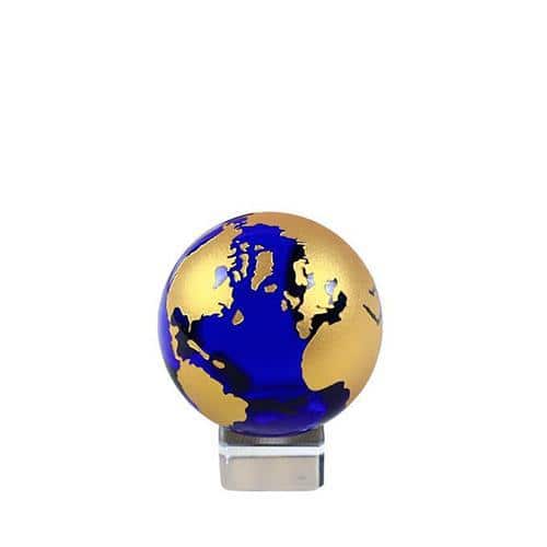 Globo Terraqueo Vidrio - Azul Y Oro