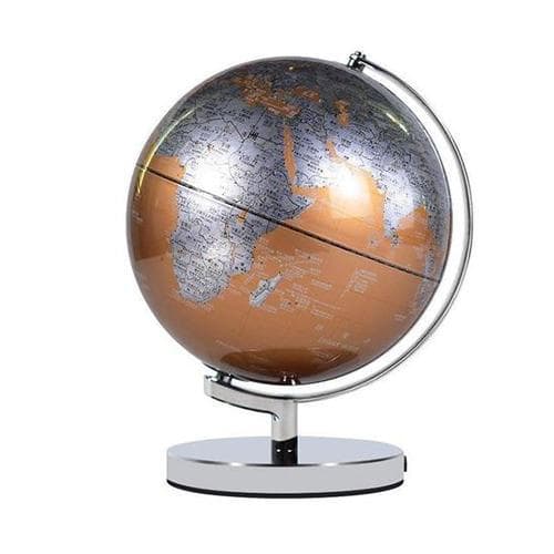 Globo Terraqueo Metal Cromado (Plata & Cobre)