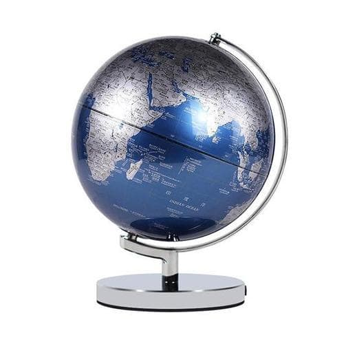 Globo Terraqueo Metal Cromado (Azul Eléctrico)