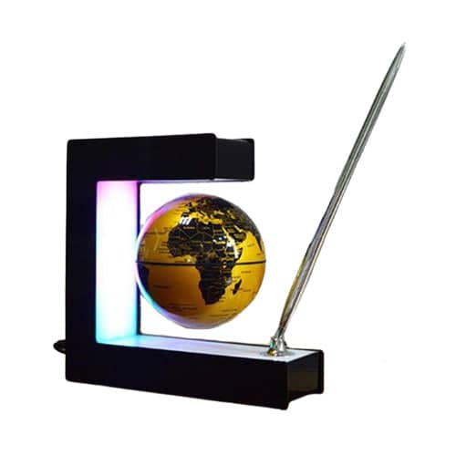 Globo Terraqueo Levitante - Soporte Geométrico (Esfera De Oro)